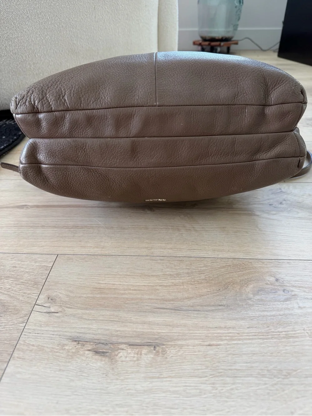 Coach Taupe Pebbled Leather Hobo Shoulder Bag